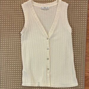 Mango Women's Ivory Knit Button-Front Tank Vest